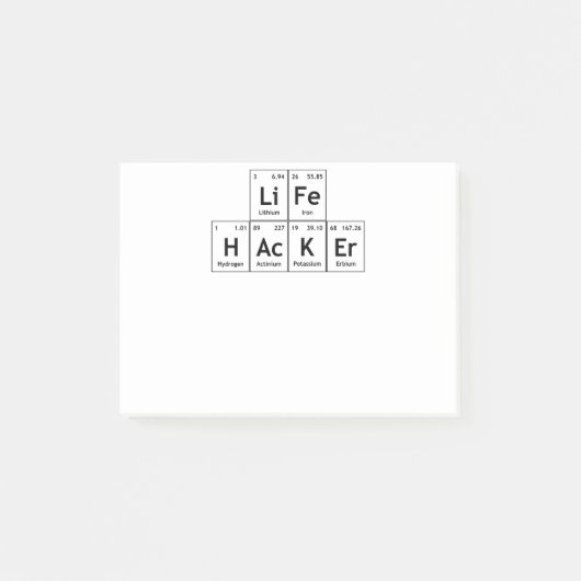 Leben-Hacker-Chemie-Element-Periodensystem-Wort Post-it Klebezettel (Vorderseite)