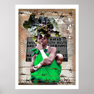 Leben hinter einem Barb Wire Zaun Poster