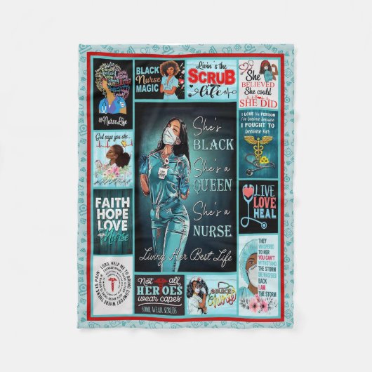 Leben ihr bestes Leben Black Queen Nurse Fleecedecke (Vorderseite)