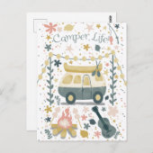 Leben im Campingplatz! Weiße Postkarte (Vorne/Hinten)