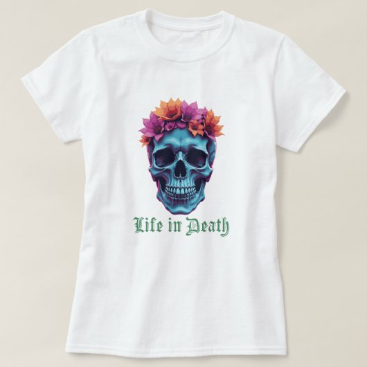 Leben im Tod, Blühen in Blau T-Shirt (Design vorne)