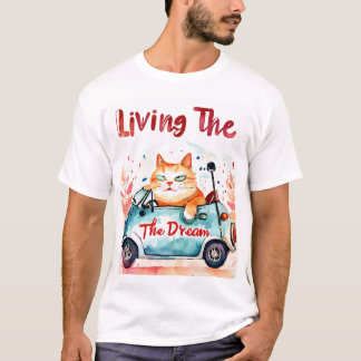 Leben im Traum: Katzenkatze in einem winzigen Auto T-Shirt