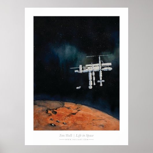 Leben im Weltraum — ISS in Mars Poster (Vorne)