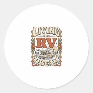 Leben im Wohnmobil-Traum Vintage-Camping-Shirt-Des Runder Aufkleber