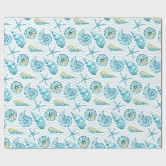 Leben in Blau und Gelb Meer Geschenkpapier (Flach)