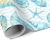 Leben in Blau und Gelb Meer Geschenkpapier (Rolleneckpunkt)