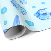 Leben in blauer See - Schildkröten, Fische und Mus Geschenkpapier (Rolleneckpunkt)