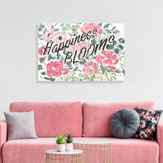 Leben in Bloom | Glück blüht Leinwanddruck (Insitu (Wohnzimmer))