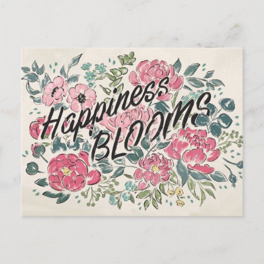 Leben in Bloom | Glück blüht Postkarte (Vorderseite)