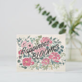 Leben in Bloom | Glück blüht Postkarte (Stehend Vorderseite)