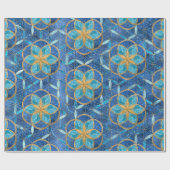 Leben in Blume des Lebensmusters - Blues Geschenkpapier (Flach)