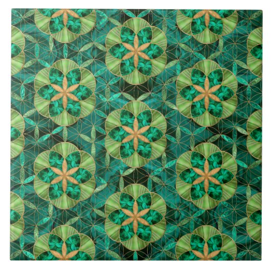 Leben in Blume Muster Malachite Fliese (Vorderseite)