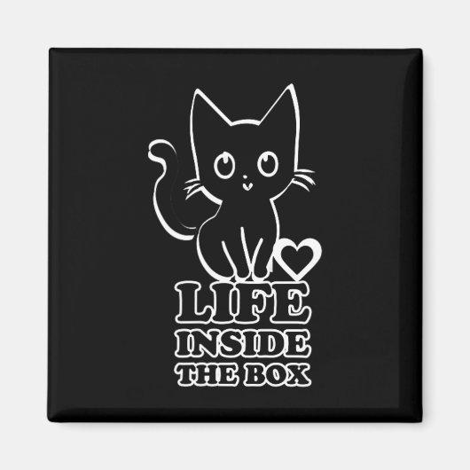 Leben in der Box - Schwarze Katze Magnet (Vorne)