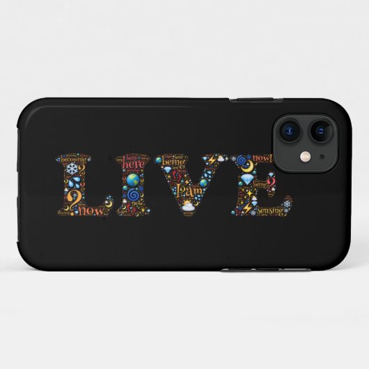 Leben in der Gegenwart inspirierender Wortkunst Case-Mate iPhone Hülle (Rückseite (Horizontal))