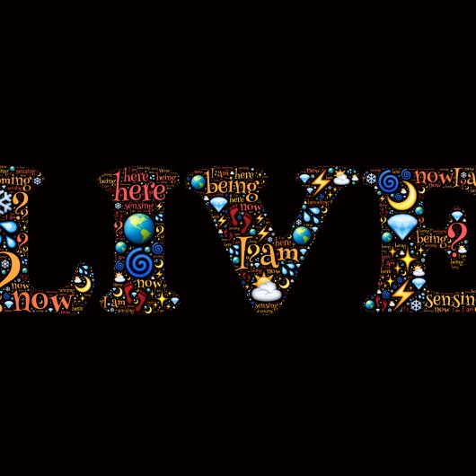 Leben in der Gegenwart inspirierender Wortkunst Poster