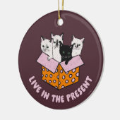 "Leben in der Gegenwart" Sonnenuntergang Park Katz Keramik Ornament (Links)