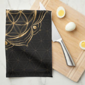 Leben in Lotus - Heilige Geometrie Geschirrtuch (Viertel Falte)