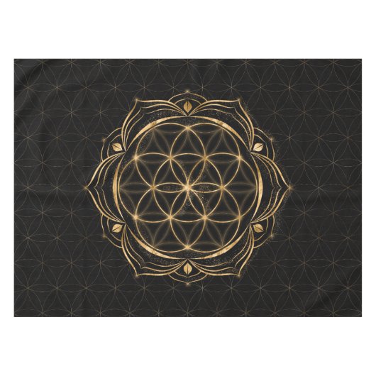 Leben in Lotus - Heilige Geometrie Tischdecke (Vorderseite (Horizontal))