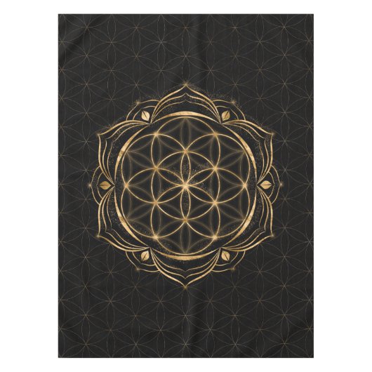 Leben in Lotus - Heilige Geometrie Tischdecke (Vorderseite)