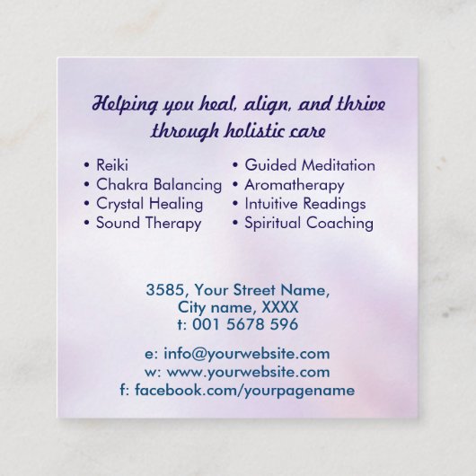 Leben in Lotus Quadratische Visitenkarte (Rückseite)