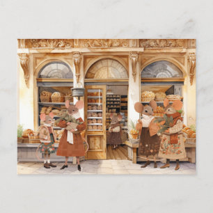 Leben in Mäuse Stadt - Bäckereitag Postkarte