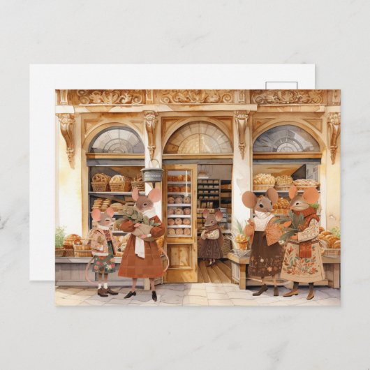 Leben in Mäuse Stadt - Bäckereitag Postkarte (Vorne/Hinten)
