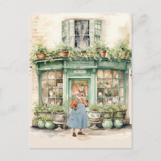 Leben in Mäusestadt - Pflanze-Shop von Frau Emily Postkarte (Vorderseite)