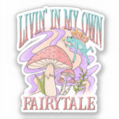 Leben" in meinem eigenen Märchen - Frosch und Pilz Aufkleber (Vorderseite)