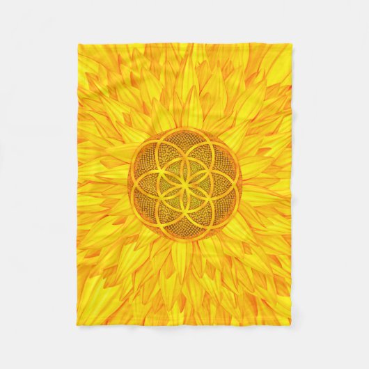 Leben in Sonnenblumen - Heilige Geometrie Fleecedecke (Vorderseite)