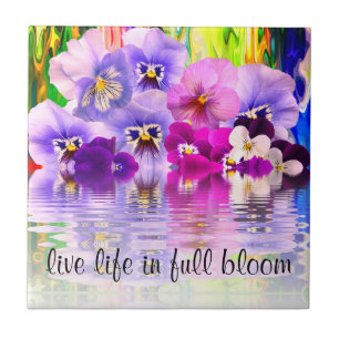 Leben in voller blühender Keramik Fliese