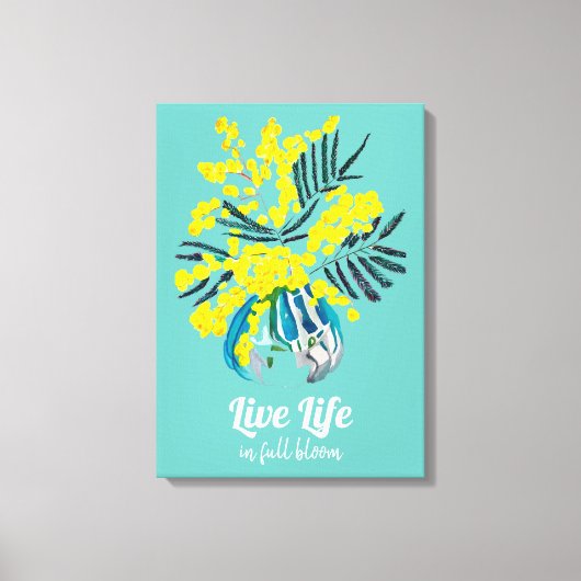 Leben in voller Blüte Gelbe Wattle Mimosa Blume Leinwanddruck (Vorderseite)