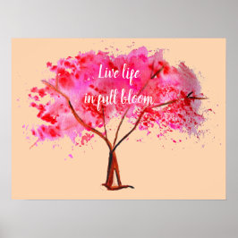 Leben in voller Blüte Zitat Pink Cherry Blossom Poster
