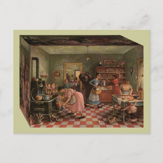 "LEBEN INNERHALB DER KASSE" Postkarte Vintage Küch (Vorderseite)