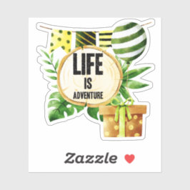 Leben ist Abenteuer - Grün und Gold Natur Party Aufkleber