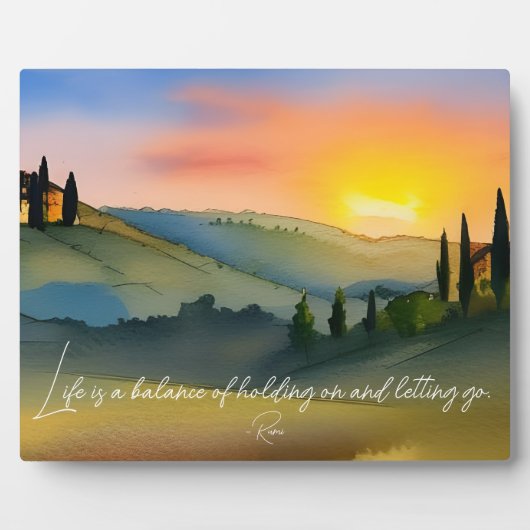 Leben ist Balance Rumi Zitat Hübsch Sonnenuntergan Fotoplatte (Vorderseite)