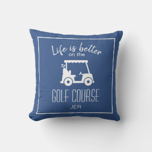 Leben Ist Besser Golf Cart Blau Monogramm Golf Kissen