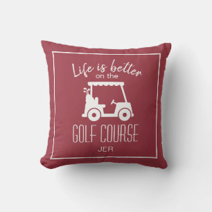 Leben Ist Besser Golf Cart Burgunder Monogramm Gol Kissen