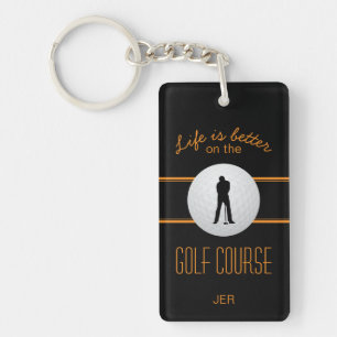 Leben ist besser Golfer Monogramm Schwarz Orange B Schlüsselanhänger
