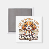 Leben ist besser mit Beagle - Niedlicher Beagle Magnet (Vorderseite/Rückseite)