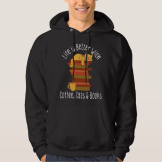 Leben ist besser mit Büchern Katzen und Kaffee Lus Hoodie