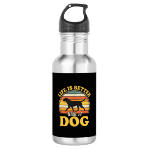 Leben ist besser mit einem Retro-Hund Edelstahlflasche