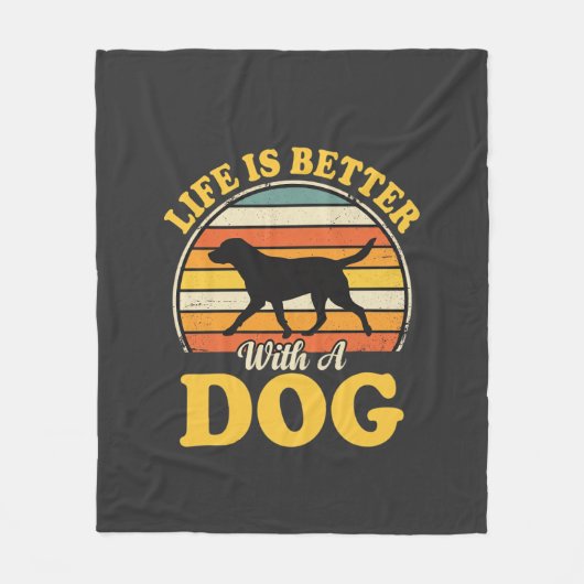 Leben ist besser mit einem Retro-Hund Fleecedecke (Vorderseite)