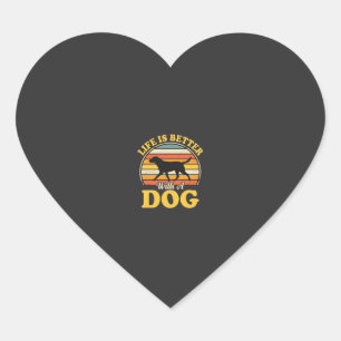 Leben ist besser mit einem Retro-Hund Herz-Aufkleber