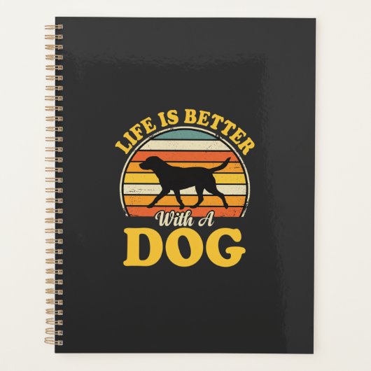 Leben ist besser mit einem Retro-Hund Planer (Vorderseite)