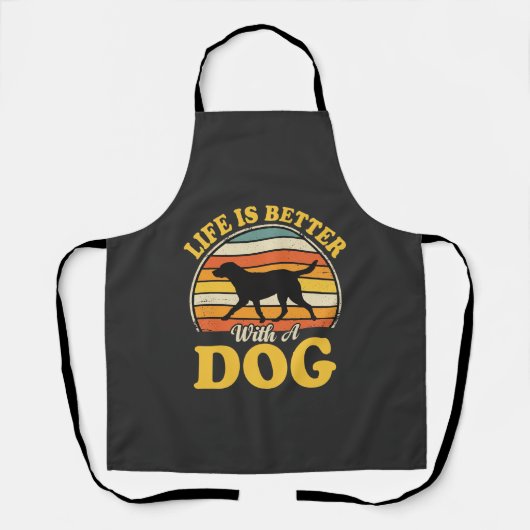 Leben ist besser mit einem Retro-Hund Schürze (Vorderseite)