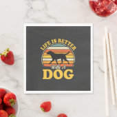 Leben ist besser mit einem Retro-Hund Serviette (Beispiel)