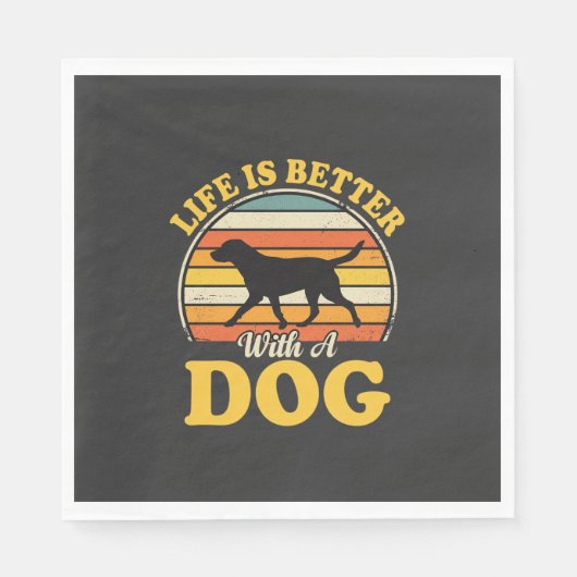 Leben ist besser mit einem Retro-Hund Serviette (Vorderseite)