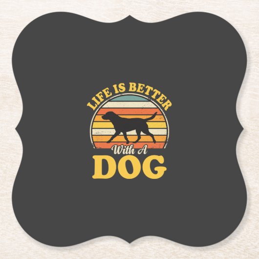 Leben ist besser mit einem Retro-Hund Untersetzer (Vorderseite)