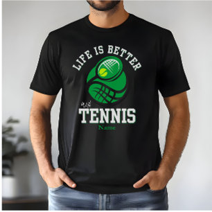 Leben ist besser mit Tennis Benutzerdefinierter T-Shirt