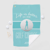 Leben ist besser Weiblich Golfer Mit Monogramm Aqu Golfhandtuch (Insitu)